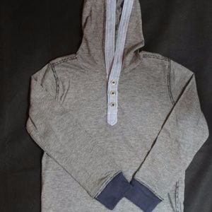 Boys Blue and White Stripe Shirt with Hoodie 5y